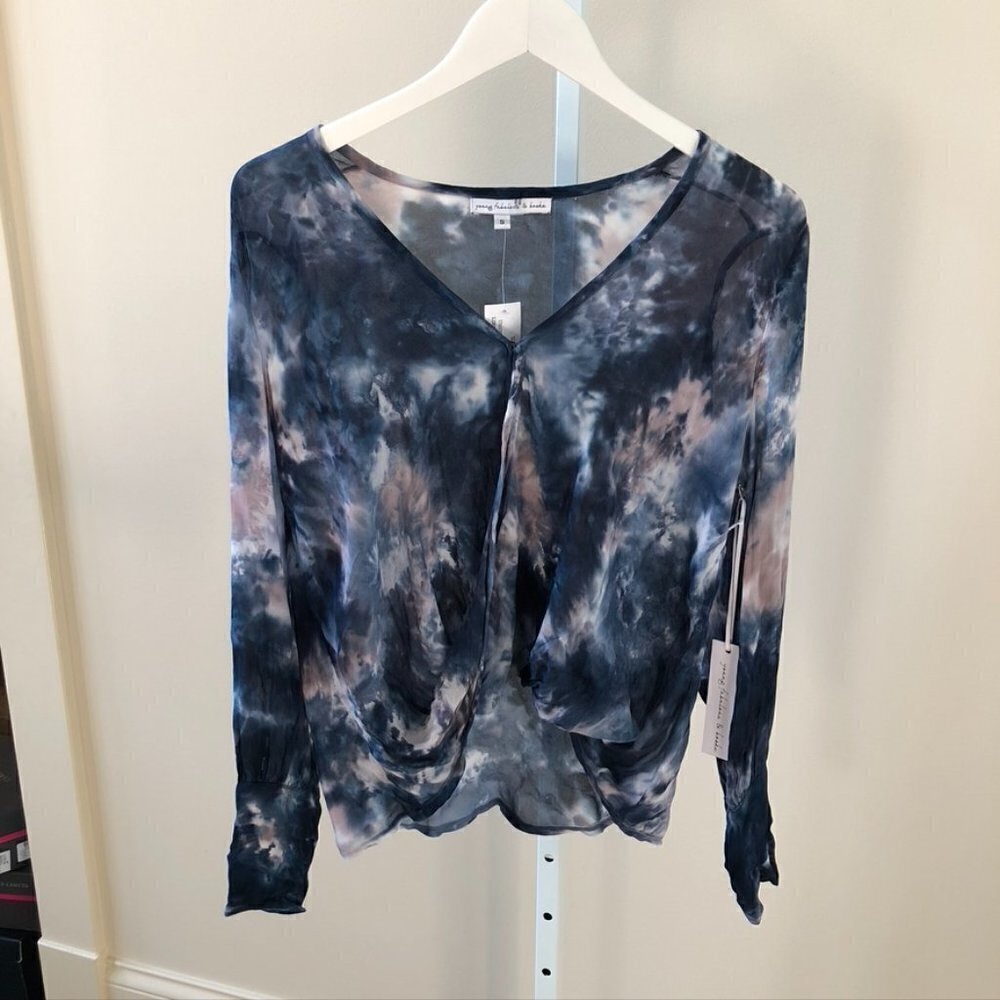Young Fabulous & Broke Jonnie Crossover Tie Dye Watercolor Print Blouse Sz S